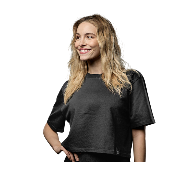BioTech USA Heavyweight Oversized Womens Cropped T-shirt Black
