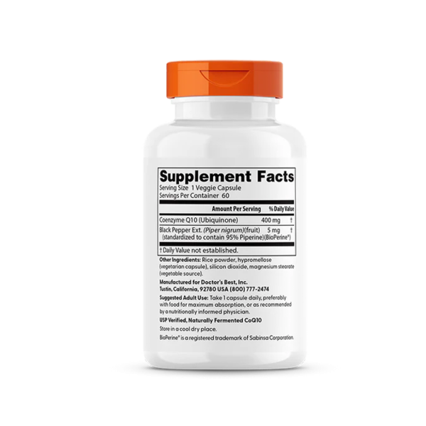 Doctors Best High Absorption CoQ10 with BioPerine 400mg 60 Vcaps