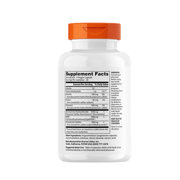 Doctors Best Vegan Glucosamine Chondroitin MSM with OptiMSM 120 VCaps